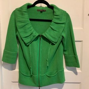 Knitted Sweater Small Green Zip Up